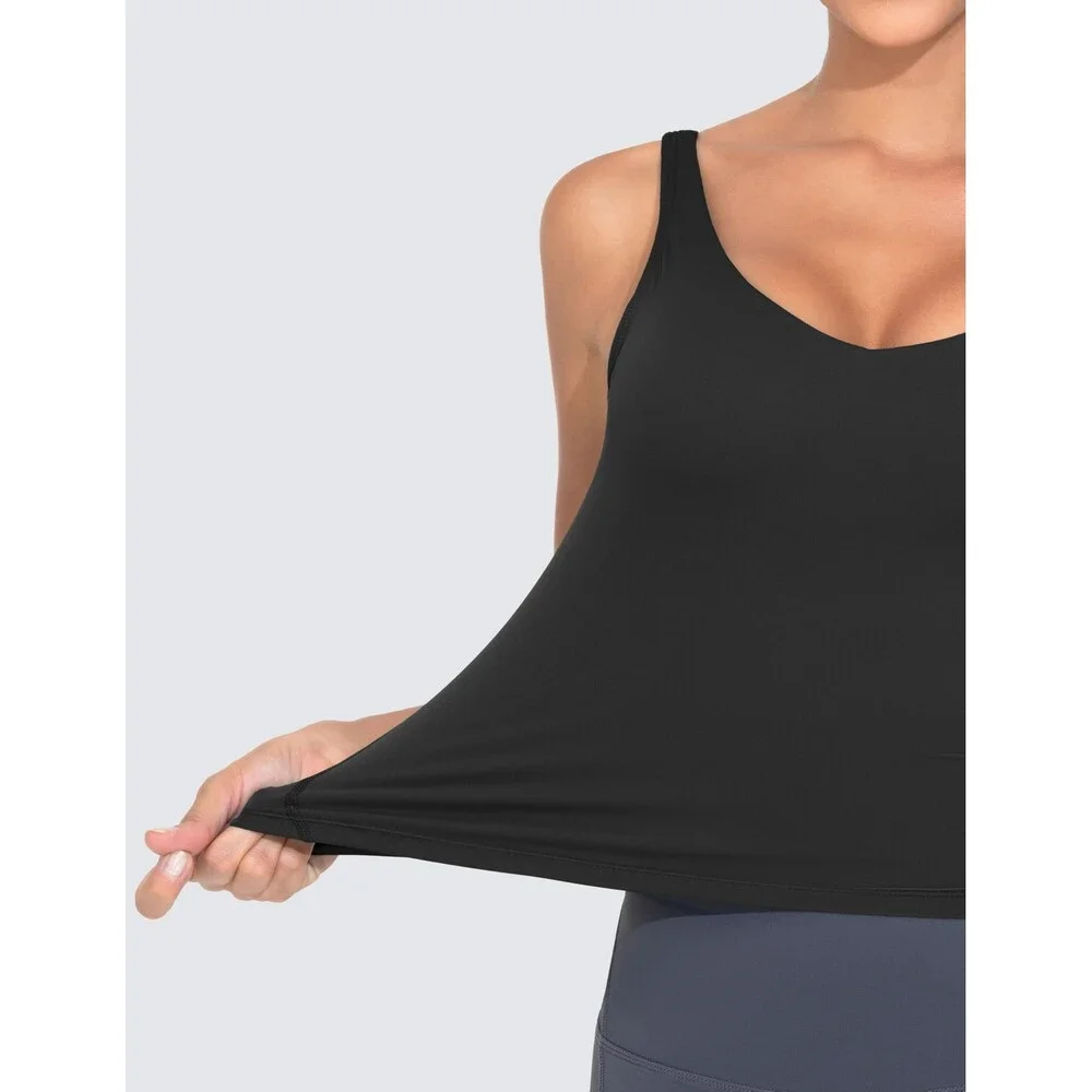 GYM Women's Black PEOPLE Longline Sports Bra Wirefree Padded Workout Yoga Tank M